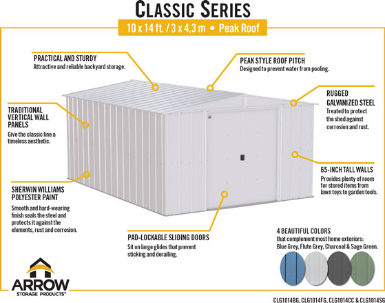 Arrow 10x14 Classic Steel Shed Features & Benefits