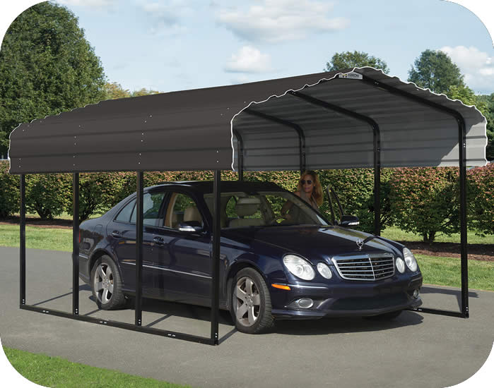 Arrow 10x24x7 Steel Auto Carport Kit - Charcoal