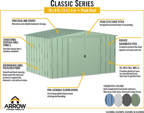 Arrow 10x8 Classic Steel Shed Features & Benefits
