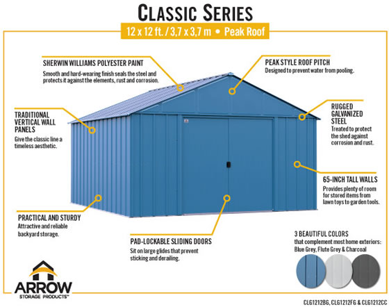 Arrow 12x12 Classic Steel Shed Features & Benefits