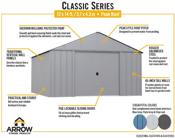 Arrow 12x14 Classic Steel Shed Features & Benefits