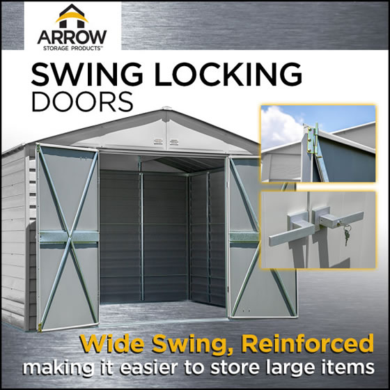 Arrow 12x14 Select Steel Shed Kits Included Key Locking Door Handles!