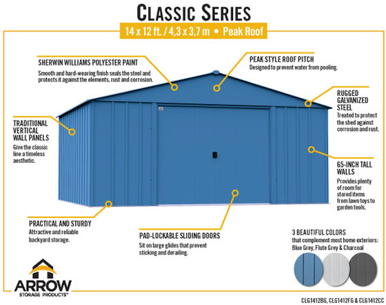 Arrow 14x12 Classic Steel Shed Features & Benefits