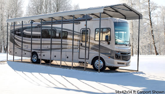 The Arrow 14x51x14 Carport Covers The Largest RV's!