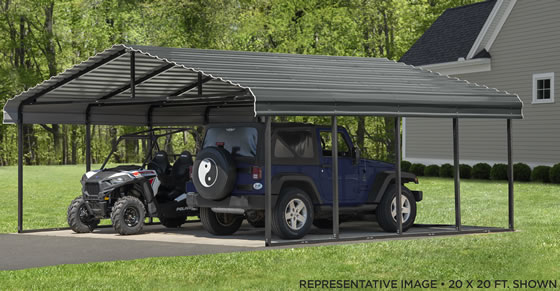 Excellent for use as a two car carport or for car and utv!