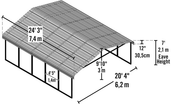View all the measurements and dimensions of your new carport!