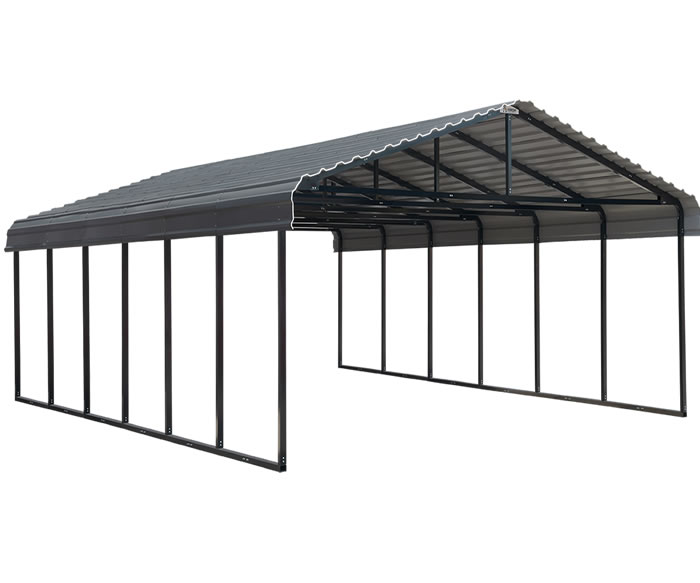 Arrow 20x29x7 Steel Auto Carport Kit - Charcoal