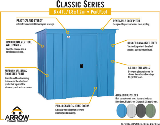 Arrow 6x4 Classic Steel Shed Features & Benefits