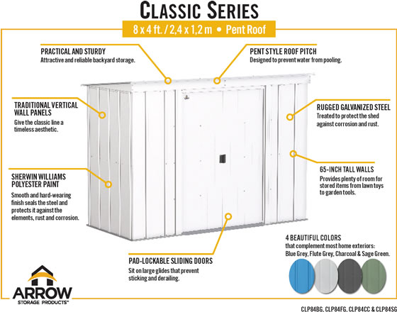 Arrow 8x4 Classic Steel Shed Features & Benefits
