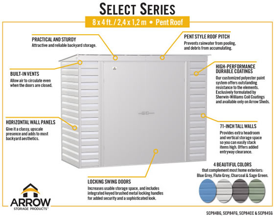 Arrow 8x4 Select Steel Shed Features & Benefits