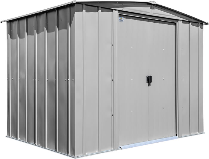 Arrow 8x8 Classic Steel Storage Shed Kit - Flute Gray