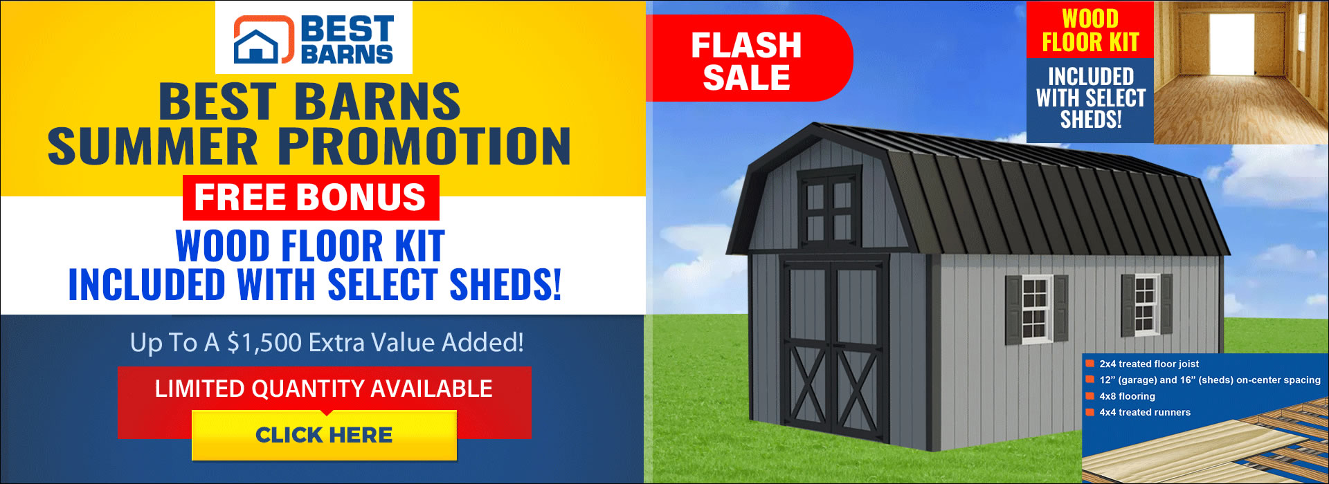 Best Barns Free Wood Floor with Select Wood Storage Shed Kits - Sale Ends August 24th - Free Nationwide Shipping
