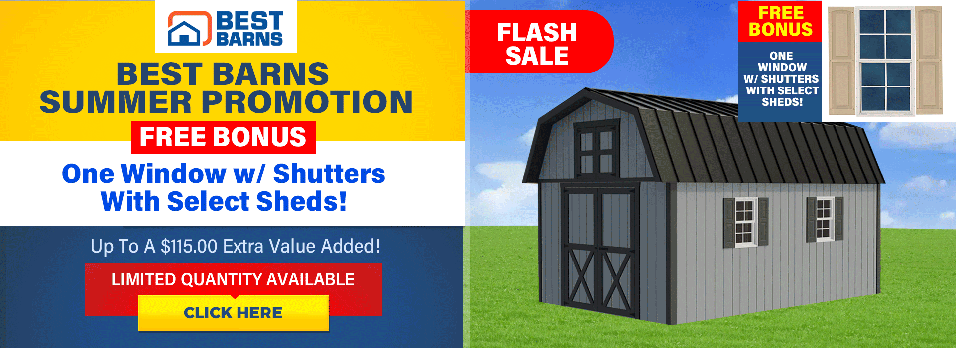 Best Barns Wood Sheds Free Window Sale Ends August 4th