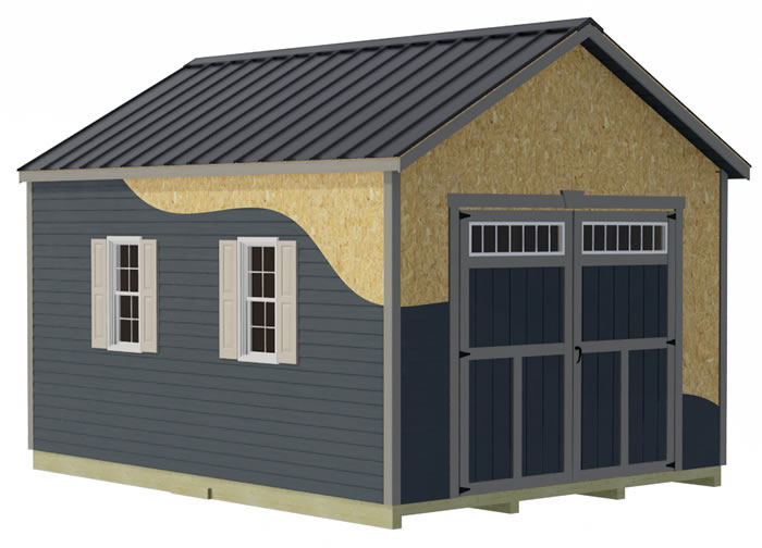 Weston 12x24 Vinyl Siding Wood Garage Kit - ALL Pre-Cut