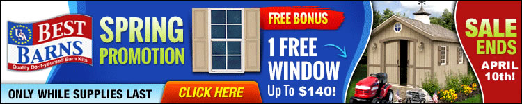Bonus Free Window w/ Select Best Barns Sheds! - Ends April 10th