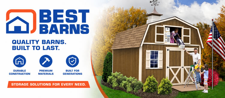 Top Rated Best Barns Pre-Cut Wood Storage Shed Kits - Free Nationwide Shipping!