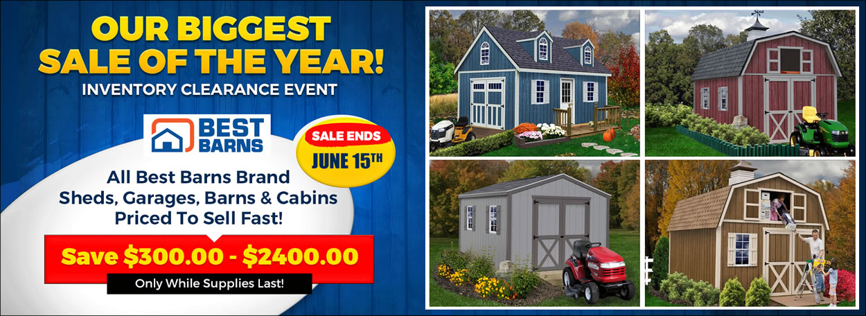 Best Barns Wood Sheds Sale - Sale Ends June 15th - Free Nationwide Shipping