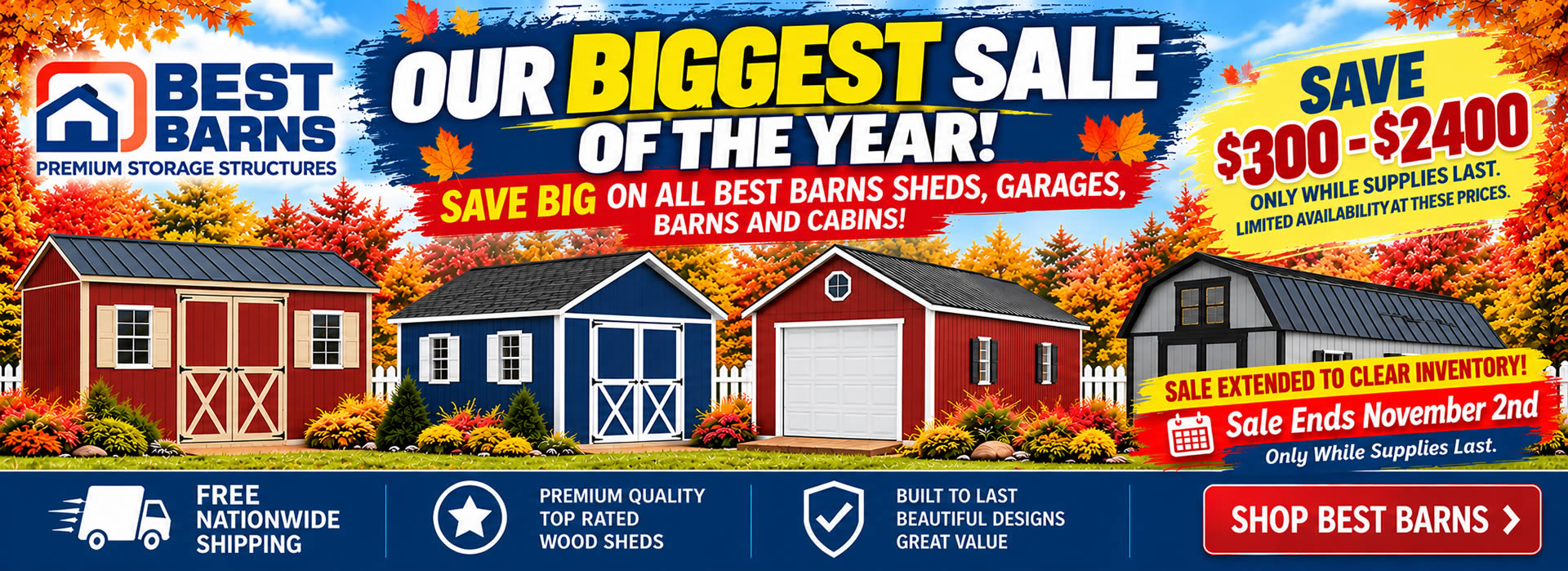 Best Barns Wood Shed Kit Clearance Event - Sale Ends November 2nd