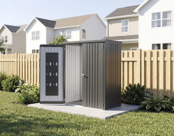 Half door shown open, providing easy access to stored items.