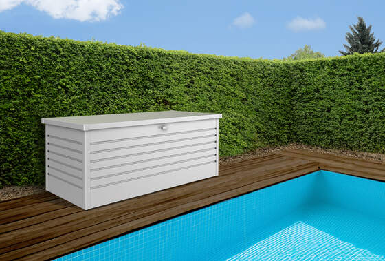 Perfect for pool deck storage, this box keeps pool essentials, tools, and outdoor items dry and organized.