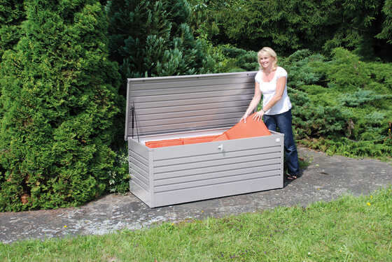 This storage deck box used to keep pillows, tools, and essentials dry and organized.