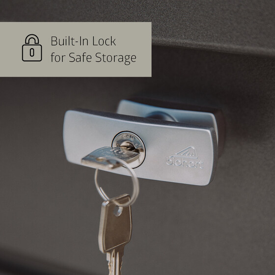 The Biohort Leisure Time metal deck box comes with a stylish cylinder lock in twist grip and includes a spare key!