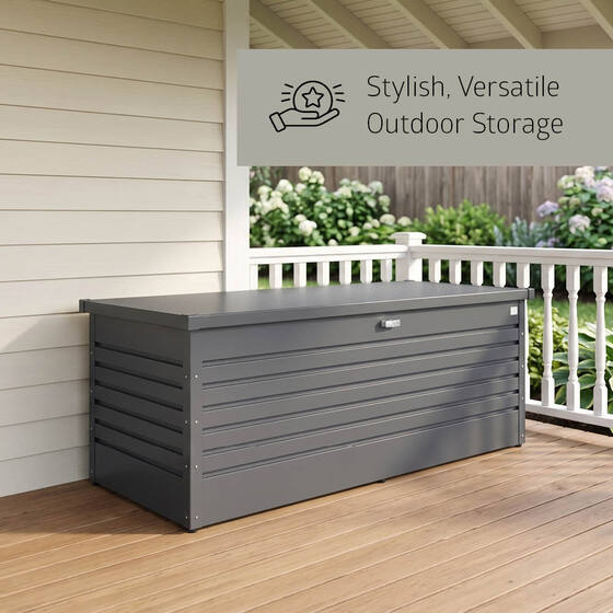 Stylish and versatile outdoor storage designed to complement any backyard, patio, terrace, or pool area.