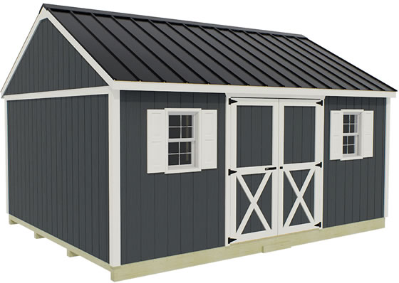 Brookfield Shed Kit Assembled with Optional Windows and Wood Floor