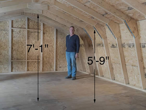 Camp Reynolds Shed Loft has 7ft 1in of headroom at center