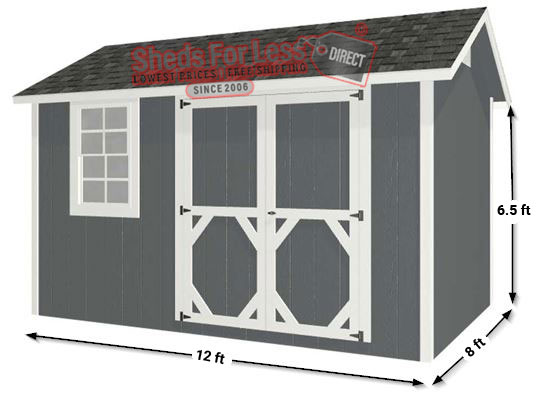 EZ-Fit Craftsman 8x12 Panelized Wood Shed Kit Measurements Diagram