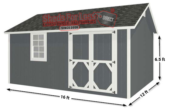 EZ-Fit Craftsman 12x16 Panelized Wood Shed Kit Measurements Diagram