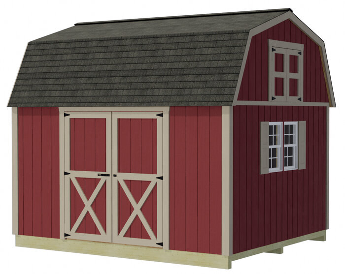 Craftsman's Cove - Standard 12x10 Wood Shed Kit - Door on Eave