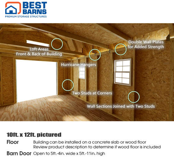 Craftsman's Cove Shed Overhead Storage Loft & Other Features