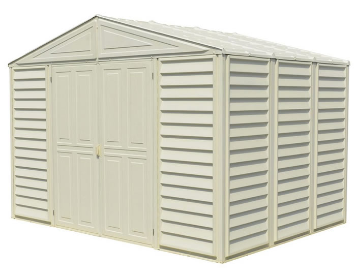 DuraMax 10.5x8 WoodBridge Vinyl Shed w/ Foundation Kit ...