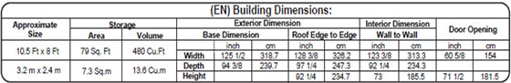 DuraMax 10x8 Vinyl Shed 40116 Specifications Diagram