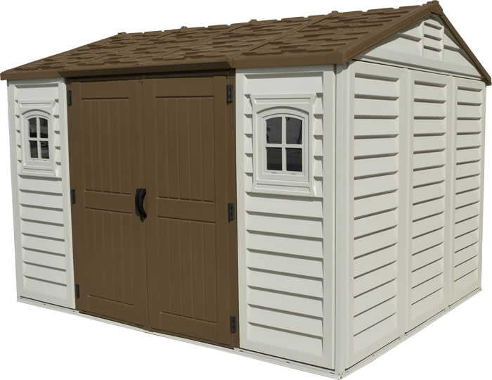 DuraMax 10.5x8 Apex Vinyl Shed w/ Foundation Kit