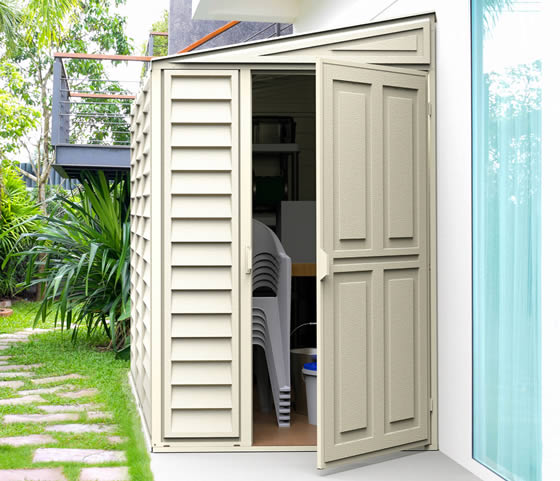 The SideMate shed fits and blends great next to your home!