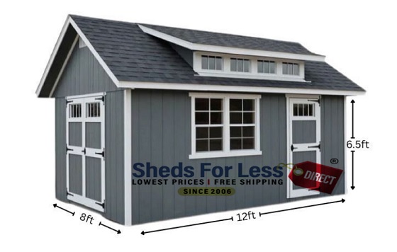 EZ-Fit 8x12 SkyView Panelized Wood Shed Kit Measurements Diagram
