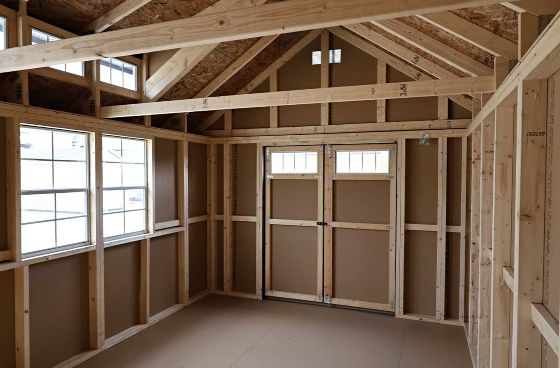 Sunlit and spacious - a versatile interior ideal for a home office, gym, or hobby room.