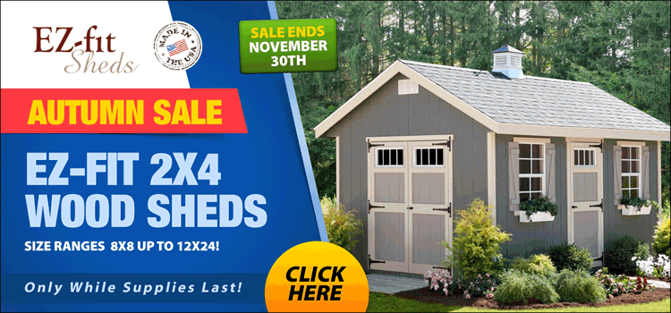 EZ-Fit 2x4 Wood Shed Kits & She Sheds On Sale Now! - Ends November 30th! *only while supplies last