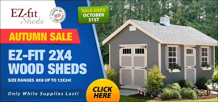 EZ-Fit 2x4 Wood Shed Kits & She Sheds On Sale Now! - Ends October 31st! *only while supplies last