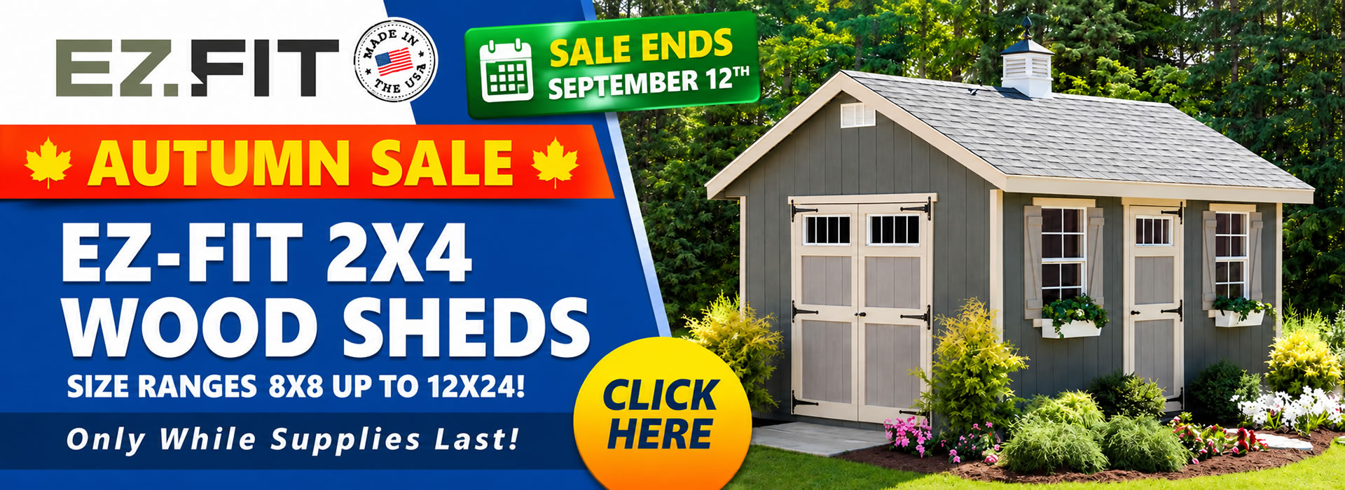 EZ-Fit Wood Storage Shed Kits Sale - EXTENDED - Sale Ends September 12th
