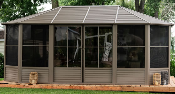 Florence 12x18 Metal Roof Taupe / Sand Solarium Outside Photo 1