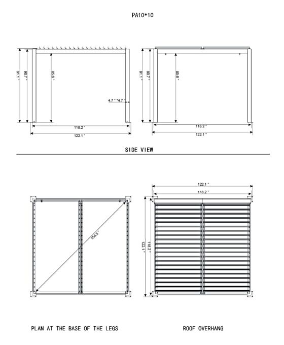 Gazebo Penguin Vikos 10x10 Pergola Kit Measurements