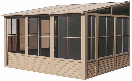 Gazebo Penguin 10x12 Florence Wall Mounted Metal Roof Solarium - Taupe W1209MR-12 