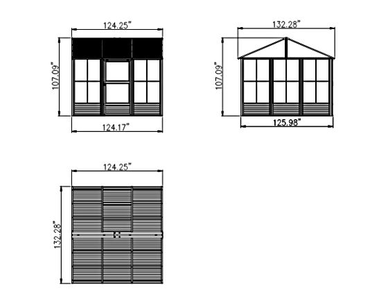 Gazebo Penguin Myrdal 11x10 Solarium Kit Measurements