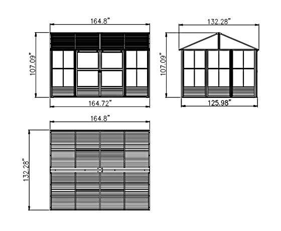 Gazebo Penguin Myrdal 11x14 Solarium Kit Measurements