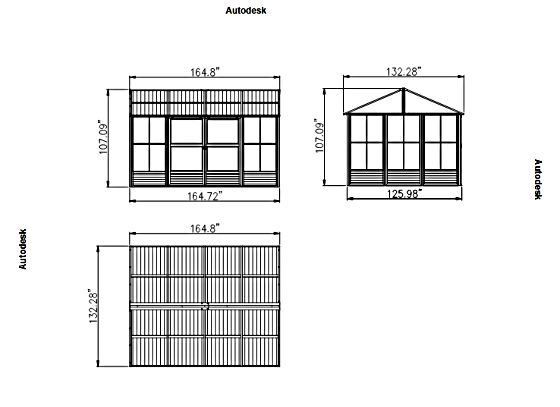 Gazebo Penguin Myrdal 11x14 Solarium Kit Measurements