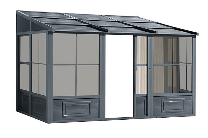 Gazebo Penguin 8x12 Wall Mounted Metal Roof Solarium - Grey