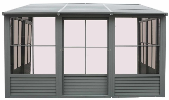 Gazebo Penguin 8x16 Florence Wall Mounted Metal Roof Solarium - Grey W1608MR-32 